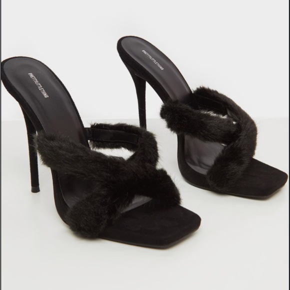 Faux Fur Strappy Heels - Picture 1 of 4